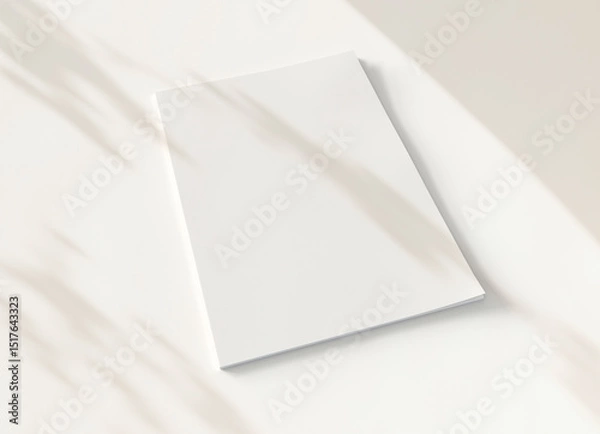 Obraz Magazine cover with soft shadows Mockup. Blank template of a catalog on white. 3D rendering