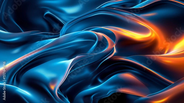 Obraz Dark colorful abstract wavy wallpaper. Curvy background with modern colors. Generative ai