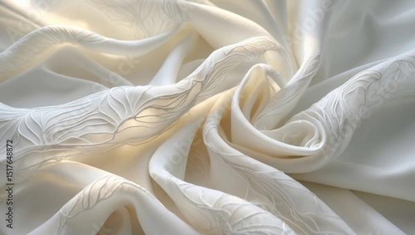 Obraz Elegant white tulle fabric background with subtle folds and luxurious texture