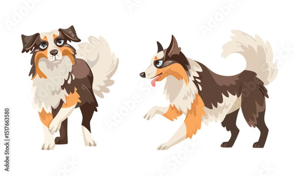 Obraz A collection of Colorful Pixel Art Dogs depicted in various Playful and dynamic Poses