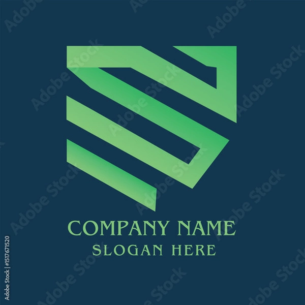 Obraz Geometric Green Shield Logo with Letter ES