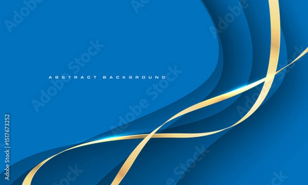 Obraz Abstract gold ribbon curve overlap on blue luxury background vector