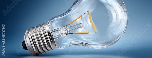 Obraz lightbulb on blue background, AI generated