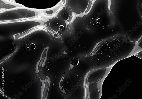Fototapeta  abstract background of dark resin slime with air bubbles. Generative AI