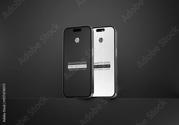 Obraz Two Smartphones On A Black Edge Mockup