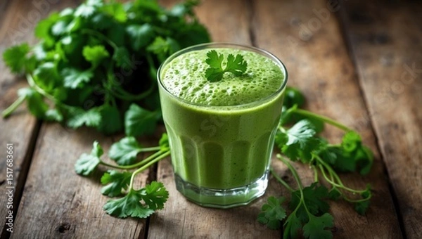 Fototapeta Healthy Avocado and Spinach Green Drink with Cucumber and Apple