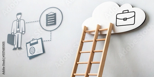Obraz Ladder concept of success and growth in business development through technology planning for future work