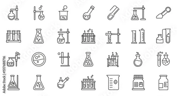 Fototapeta Chemistry Lab Equipment Icons A Comprehensive Collection of Scientific Instruments