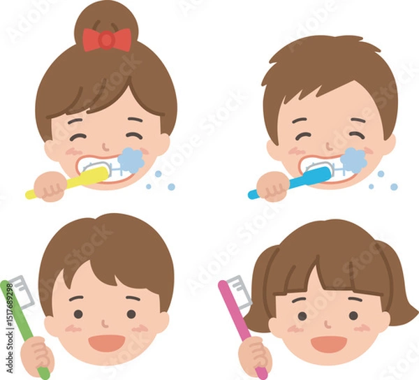 Fototapeta 歯磨きする子供