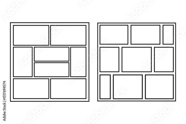 Fototapeta Blank comic book page template with retro layout design elements.