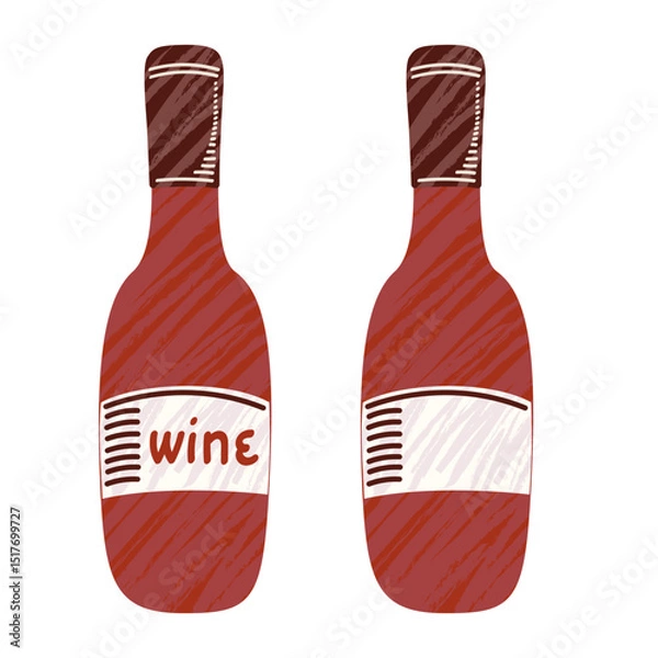 Fototapeta Wine bottle. Illustration for menus, labels, packaging, or food-related projects. Vector illustration