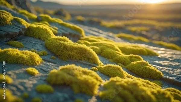 Fototapeta Iceland's mossy lava terrain and volcanic landscapes