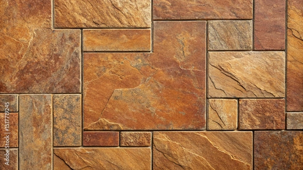 Obraz Natural Stone Wall Texture - Rustic Golden Maple Pavers
