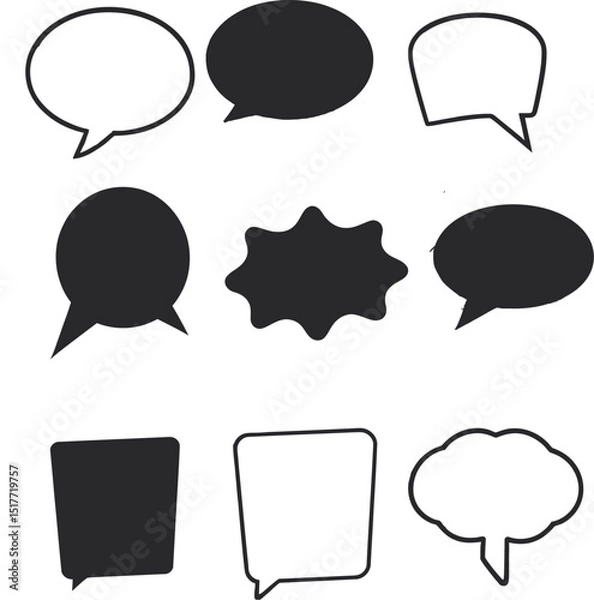 Fototapeta Set of comic speech bubbles. Cartoon vector illustration

