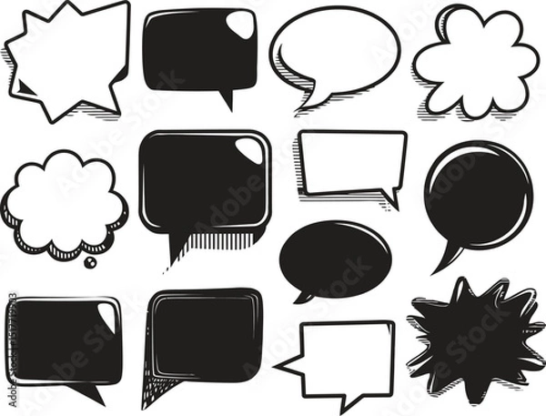 Fototapeta Set of comic speech bubbles. Cartoon vector illustration
