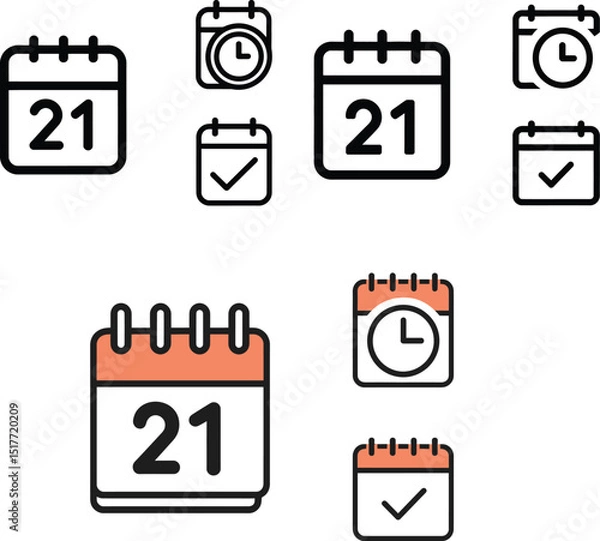 Fototapeta Calendar Icon collection. Set of calendar symbols. Meeting Deadlines icon. Time management .Appointment schedule flat icon icon
