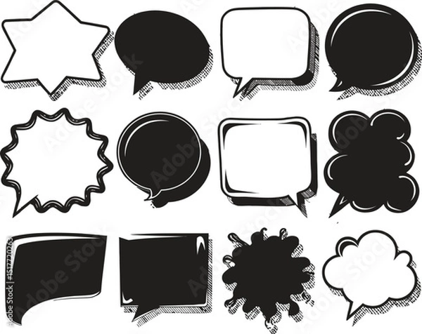 Fototapeta Set of comic speech bubbles. Cartoon vector illustration
