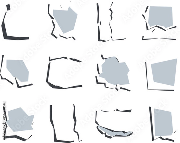 Fototapeta Torn sheets of paper. Torn paper strips set. Vector illustration
