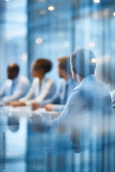 Fototapeta Professional corporate meeting room with business team for productive conference and collaboration