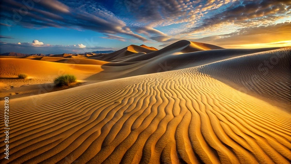 Fototapeta textured desert dune scene with fine grain details in the sand generative ai