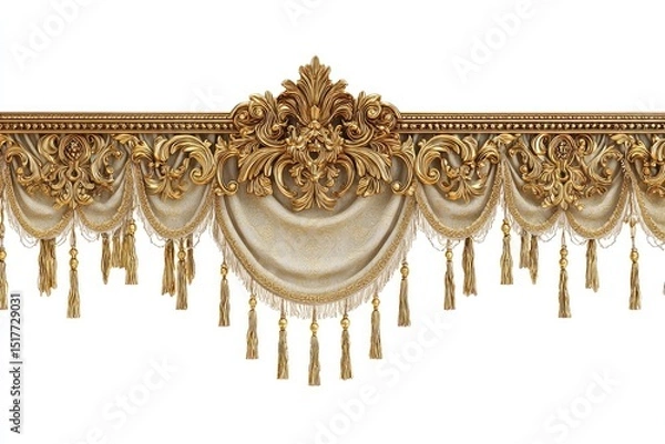 Obraz Ornate gold trim with cream fabric and tassels