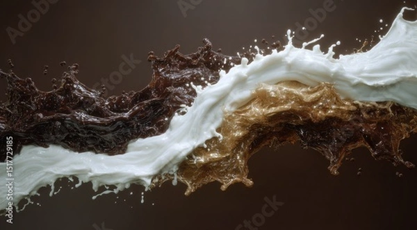 Obraz Milk and chocolate splash.  Dynamic mix