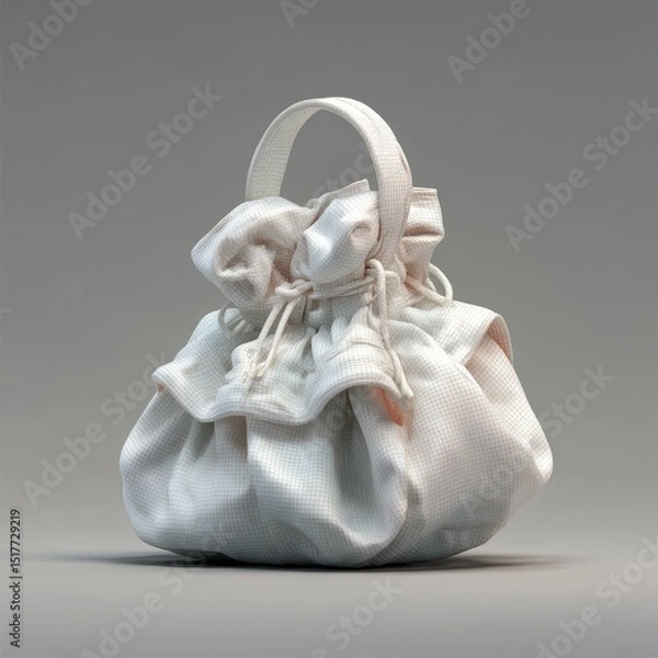 Obraz Cream-toned, draped bag with a ring handle