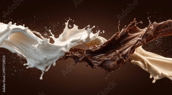 Obraz Milk and chocolate liquid splashes