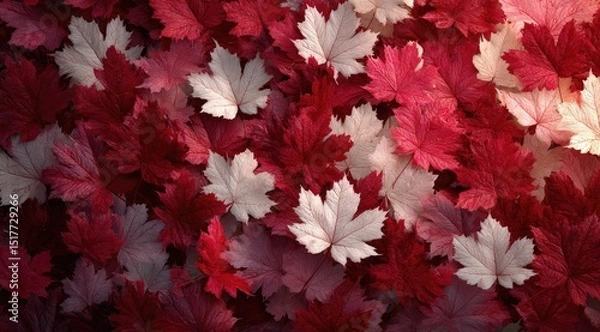 Obraz Red and white autumn leaves