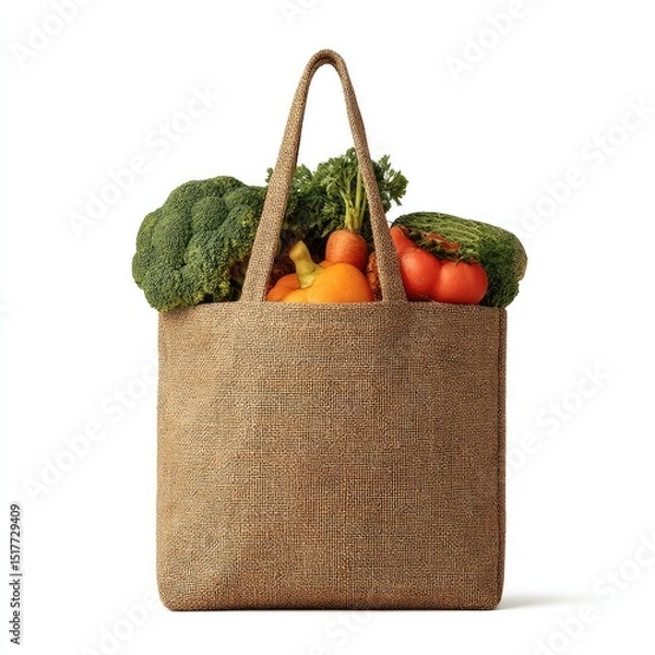 Obraz Recycled tote bag filled with fresh produce
