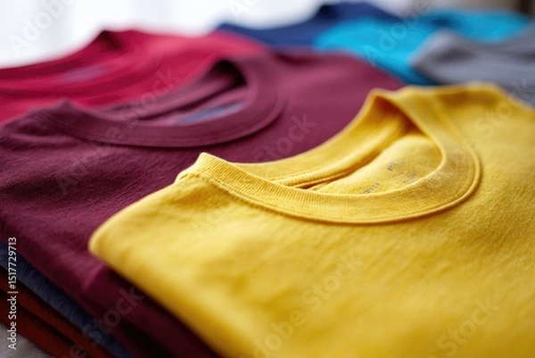Obraz Close-up of folded t-shirts in various vibrant colors