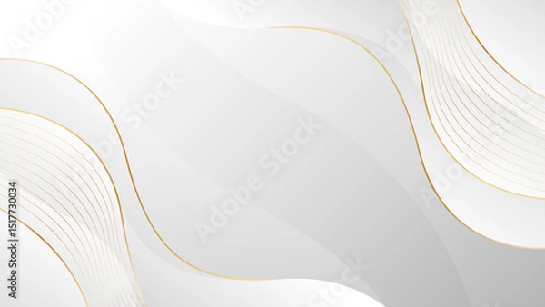 Obraz Elegant white-gray luxury wave background with gold lines. Abstract modern wallpaper. Suitable for templates, banners, covers, sales, events, awards, websites, pages and more