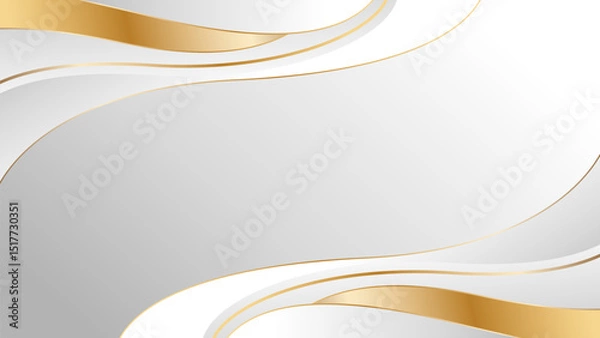 Obraz Elegant white-gray luxury wave background with gold lines. Abstract modern wallpaper. Suitable for templates, banners, covers, sales, events, awards, websites, pages and more