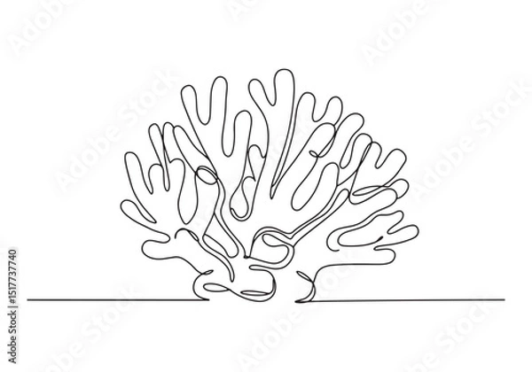 Fototapeta Elegant coral formation in continuous line art, minimalist style