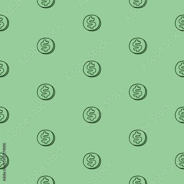 Obraz Dollar Doodle seamless pattern background. US dollar pattern background. Seamless pattern of the symbols of dollar currency background. Dollar sign pattern background. 
