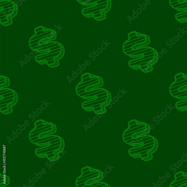 Obraz Dollar Doodle seamless pattern background. US dollar pattern background. Seamless pattern of the symbols of dollar currency background. Dollar sign pattern background. 