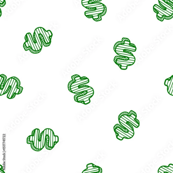 Obraz Dollar Doodle seamless pattern background. US dollar pattern background. Seamless pattern of the symbols of dollar currency background. Dollar sign pattern background. 