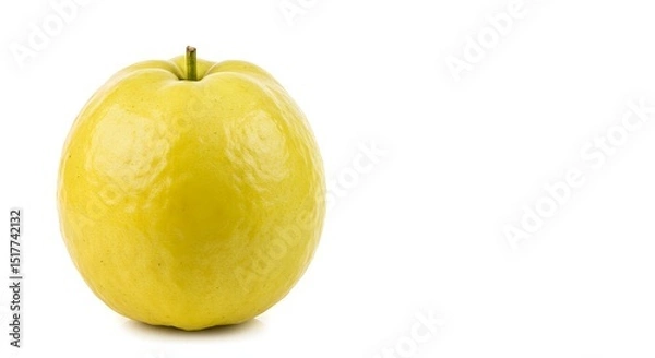 Obraz Fresh Yellow Guava Fruit Isolated on White Background Perfect for Healthy Eating Recipes and Food Design Projects