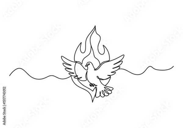 Fototapeta Symbol of hope and peace, Minimalist one-line drawing of a dove