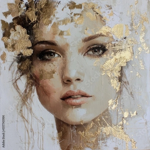 Obraz Portrait blending human features with abstract elements in a unique artistic representation
