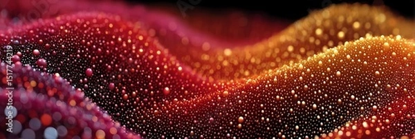 Fototapeta Colorful abstract background showcasing flowing shapes with shimmering particles in a cosmic space setting
