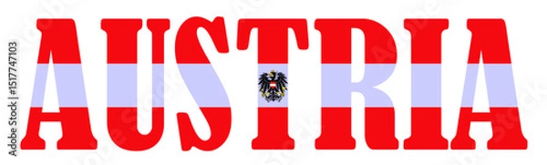 Obraz Emblem banner state Austria flag national symbol vector illustration isolated. Patriotic sign of state in Europe, EU member. Travel and trip souvenir Austria sticker for tourists.