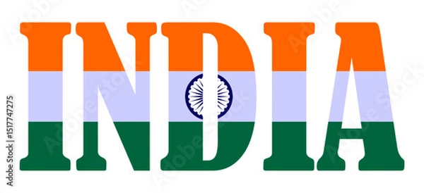 Obraz Emblem banner state India flag national symbol vector illustration isolated. Patriotic sign of state in Asia. Travel and trip souvenir India sticker for tourists. T shirt print stamp.
