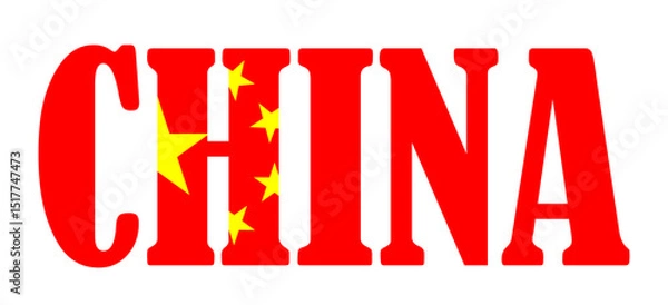 Obraz Emblem banner state China flag national symbol vector illustration isolated. Patriotic sign of state in Asia. Travel and trip souvenir China sticker for tourists. T shirt print.