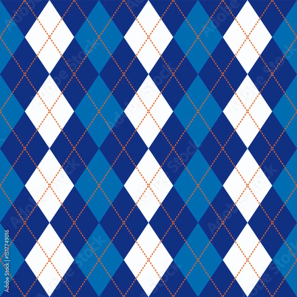 Obraz blue white colors argyle seamless pattern, winter holidays vector background