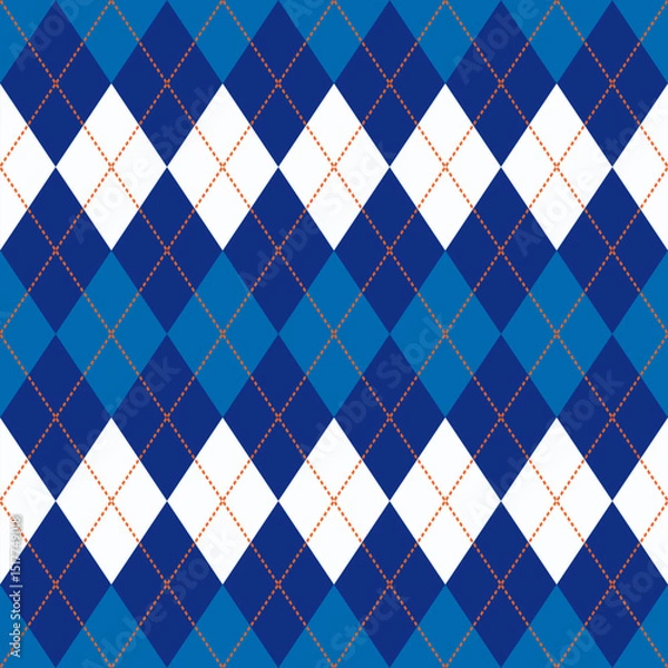 Obraz blue white colors argyle seamless pattern, winter holidays vector background