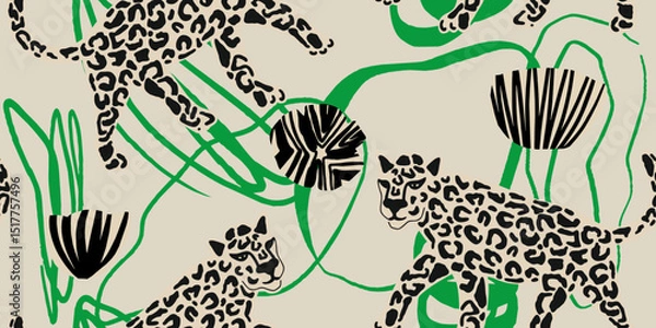 Obraz Leopard Print Jungle Illustration Seamless Pattern