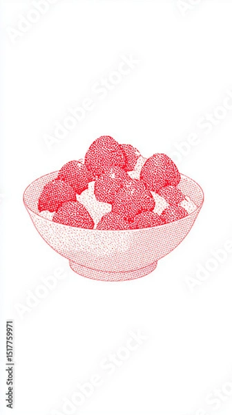 Fototapeta Strawberry shaved ice, summer dessert, ice and strawberries, ice cream in a bowl