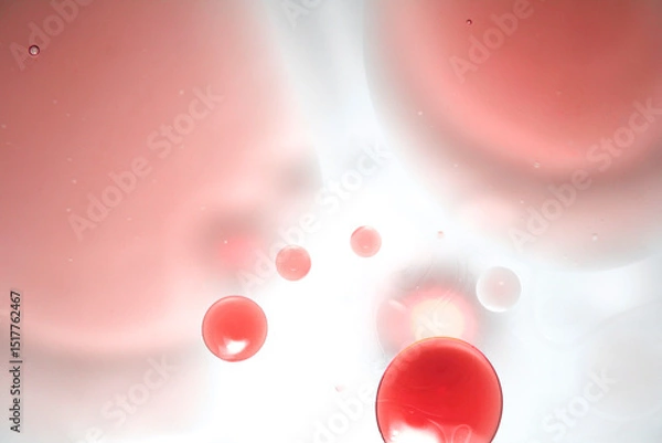 Fototapeta Abstract Red and White Shapes with Bubbles and Fluid Background
