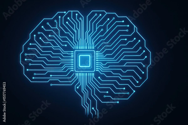 Fototapeta Brain-shaped circuit with interconnected pathways.